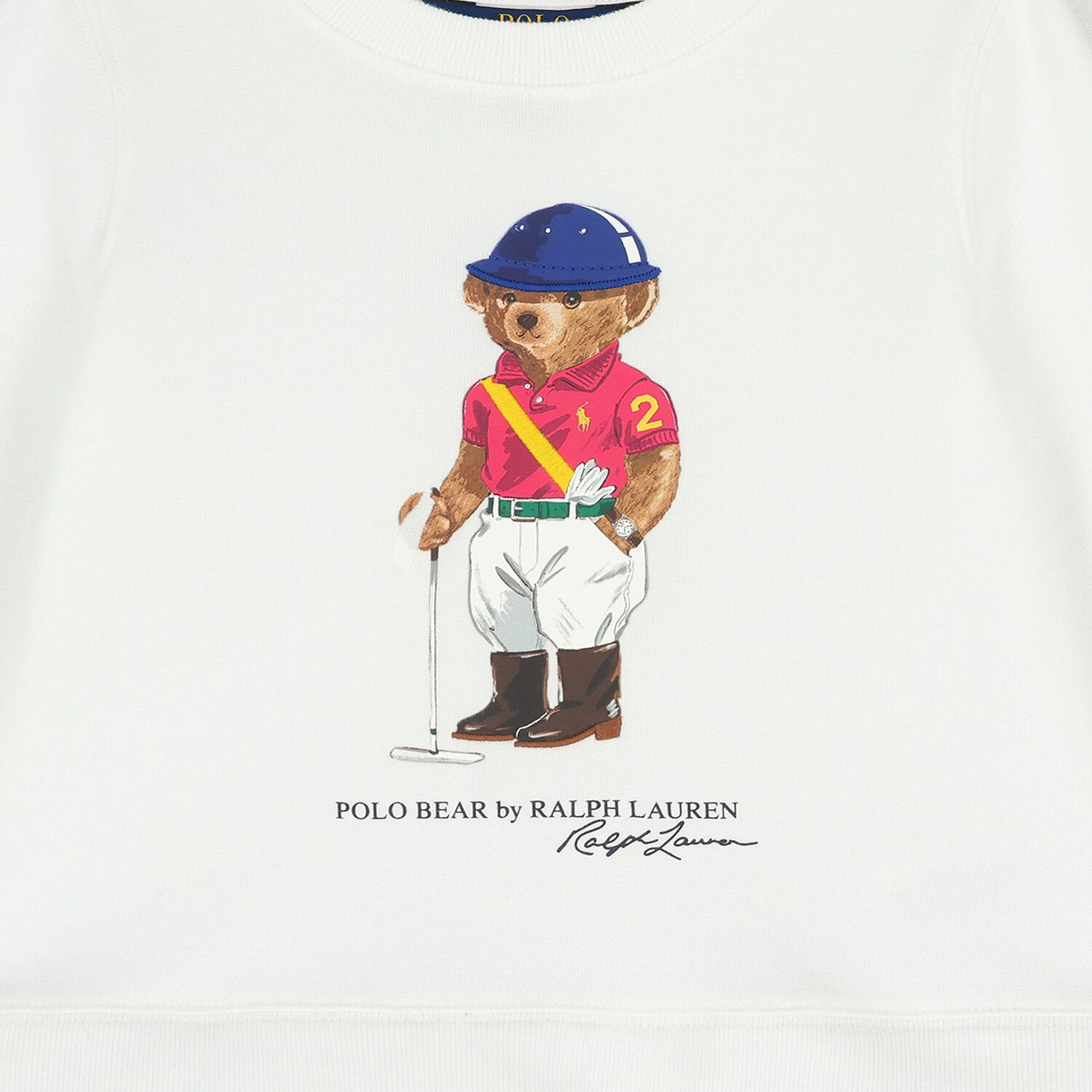 Girls White Polo Bear Dress , 1, hi-res