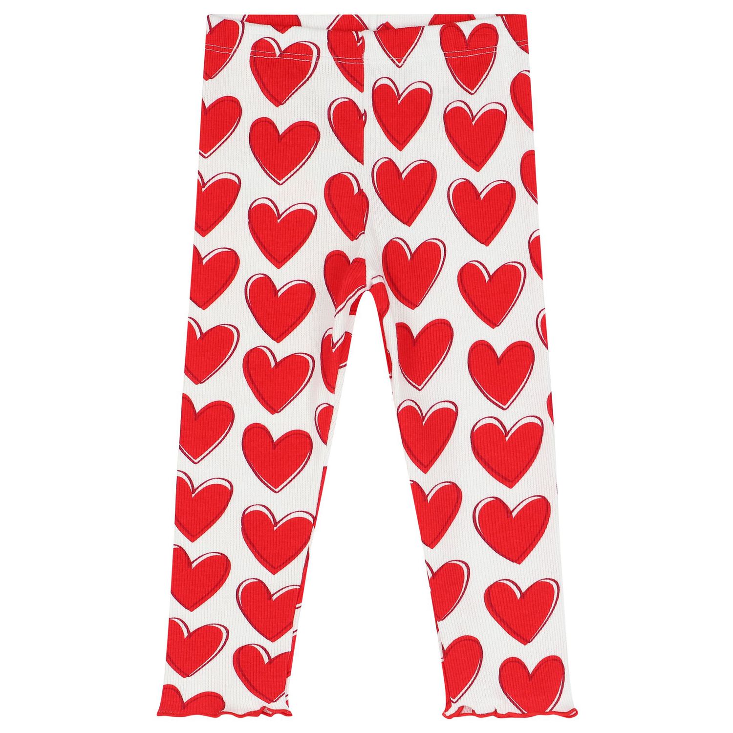 Girls White & Red Heart Leggings Set, 1, hi-res