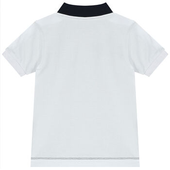 Boys Navy Blue & White Logo Polo Shirt