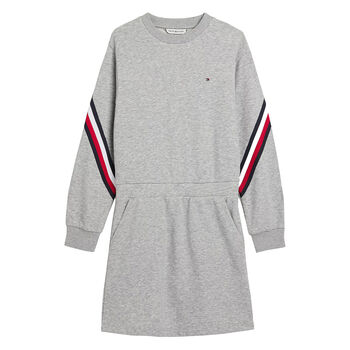 Girls Grey Logo Sweatshirt Dress