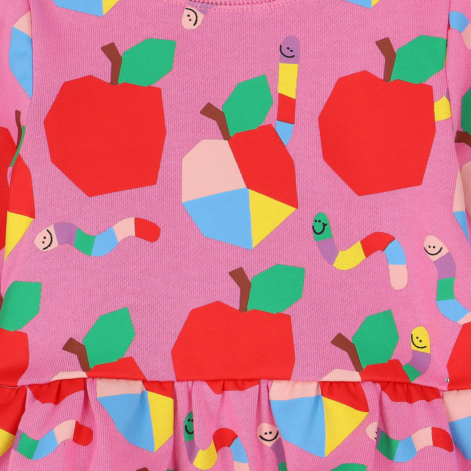 Younger Girls Pink Apple Dress, 1, hi-res