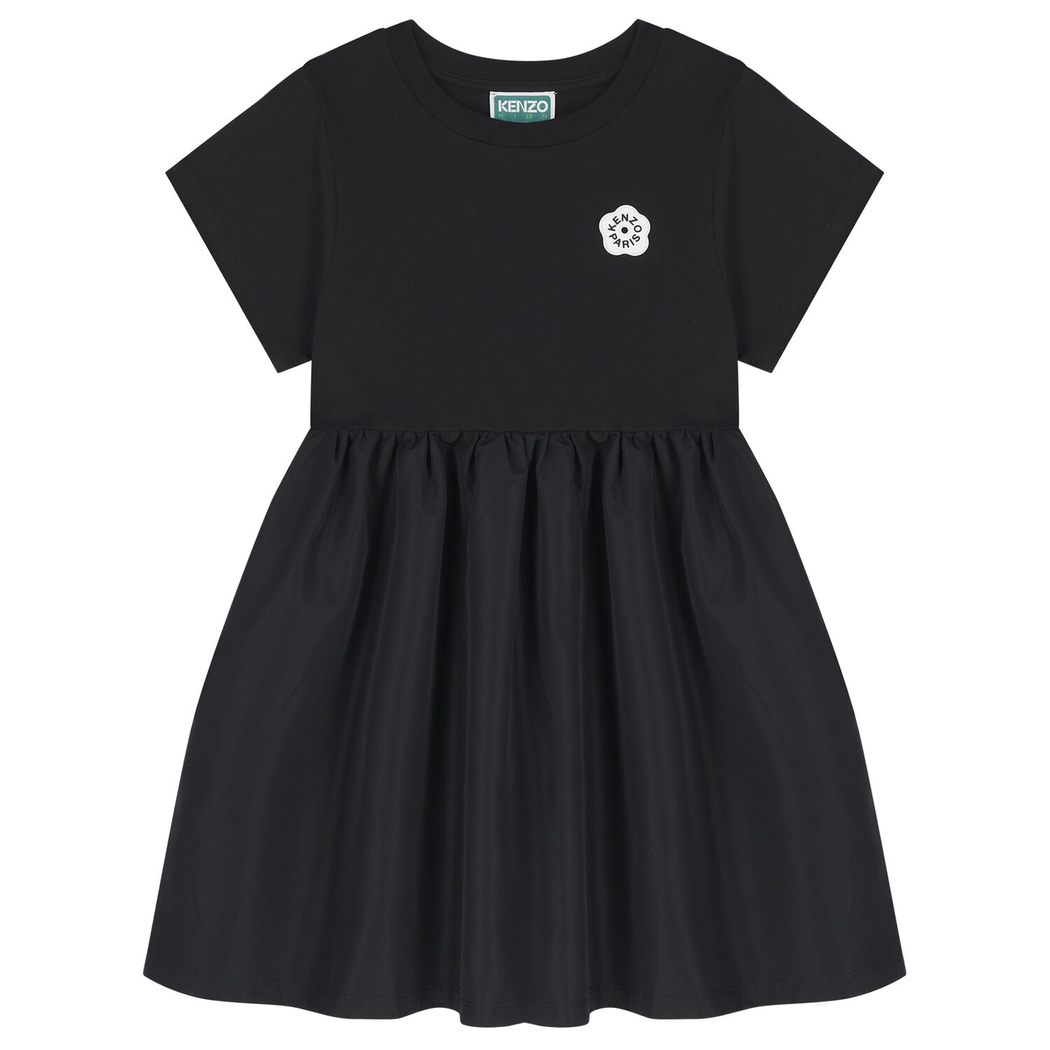 Girls Black Logo Dress, 1, hi-res