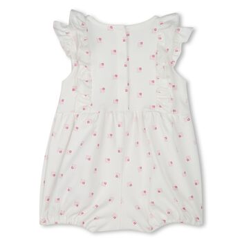 Baby Girls White & Pink Logo Romper