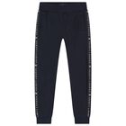 Boys Navy Blue Logo Joggers, 1, hi-res