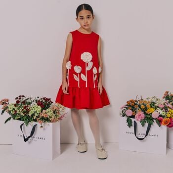 Girls Red Flower Dress