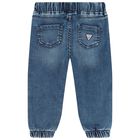 Younger Boys Blue Denim Joggers, 1, hi-res