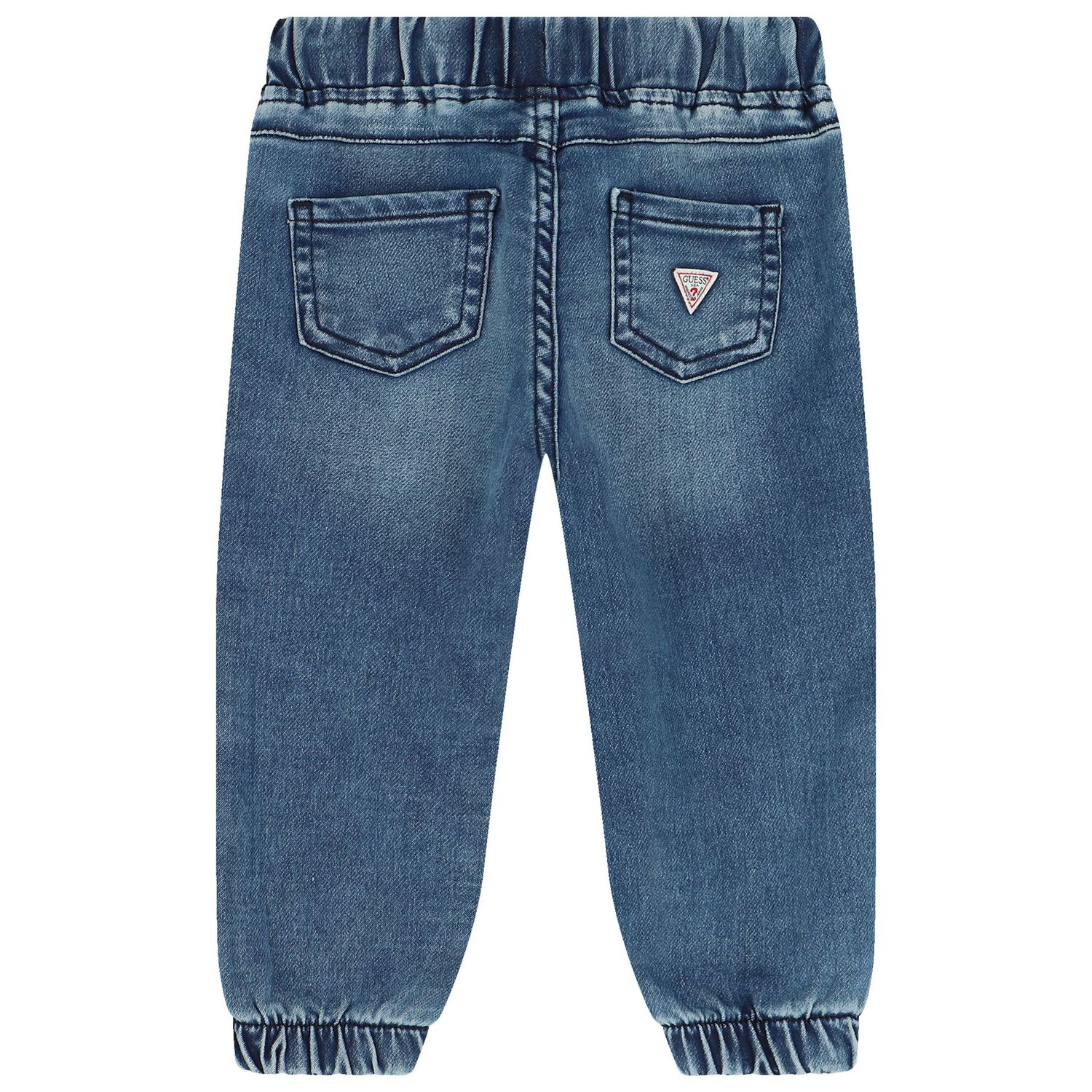 Younger Boys Blue Denim Joggers, 1, hi-res