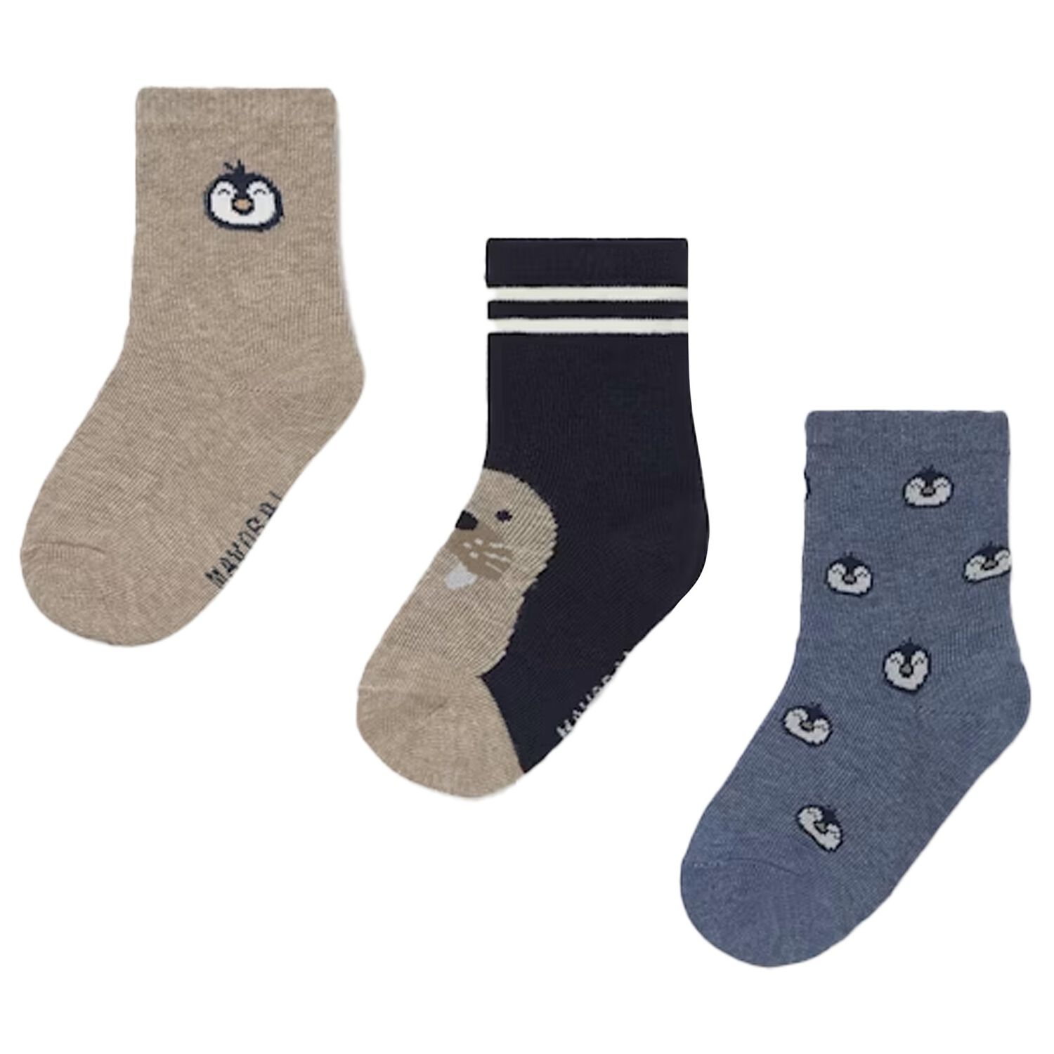 Younger Boys Beige, Navy & Blue Socks ( 3-Pack ), 2, hi-res