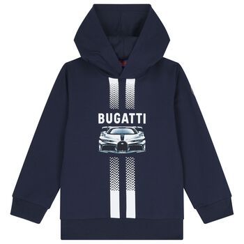 Boys Navy Blue Logo Hooded Top 