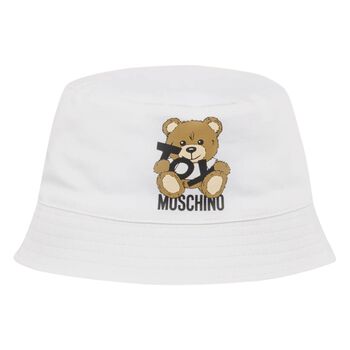 White Teddy Bear Logo Baby Hat