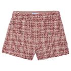 Girls Pink & Red Tweed Shorts, 2, hi-res