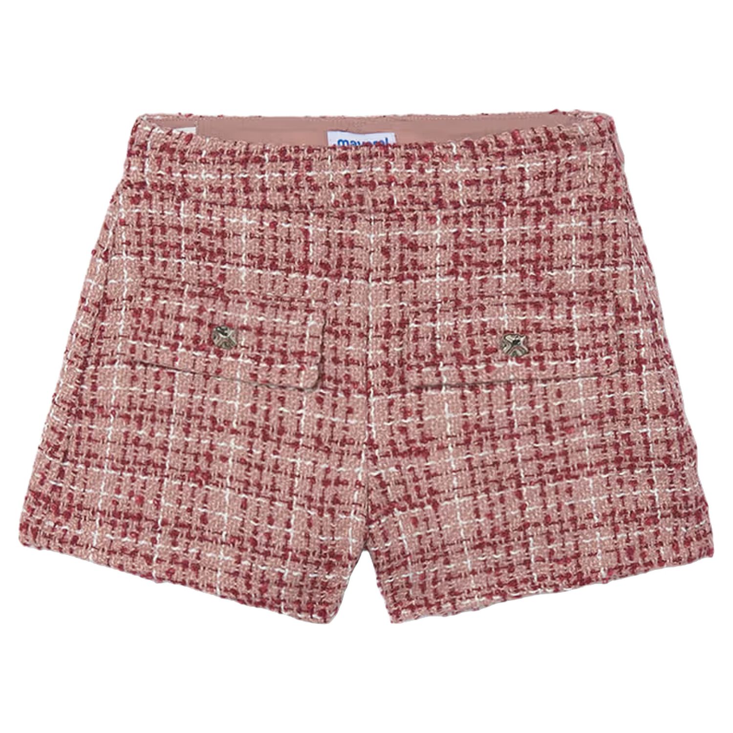 Girls Pink & Red Tweed Shorts, 2, hi-res