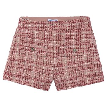 Girls Pink & Red Tweed Shorts