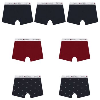 Boys Red & Navy Blue Boxer Shorts (7-Pack)