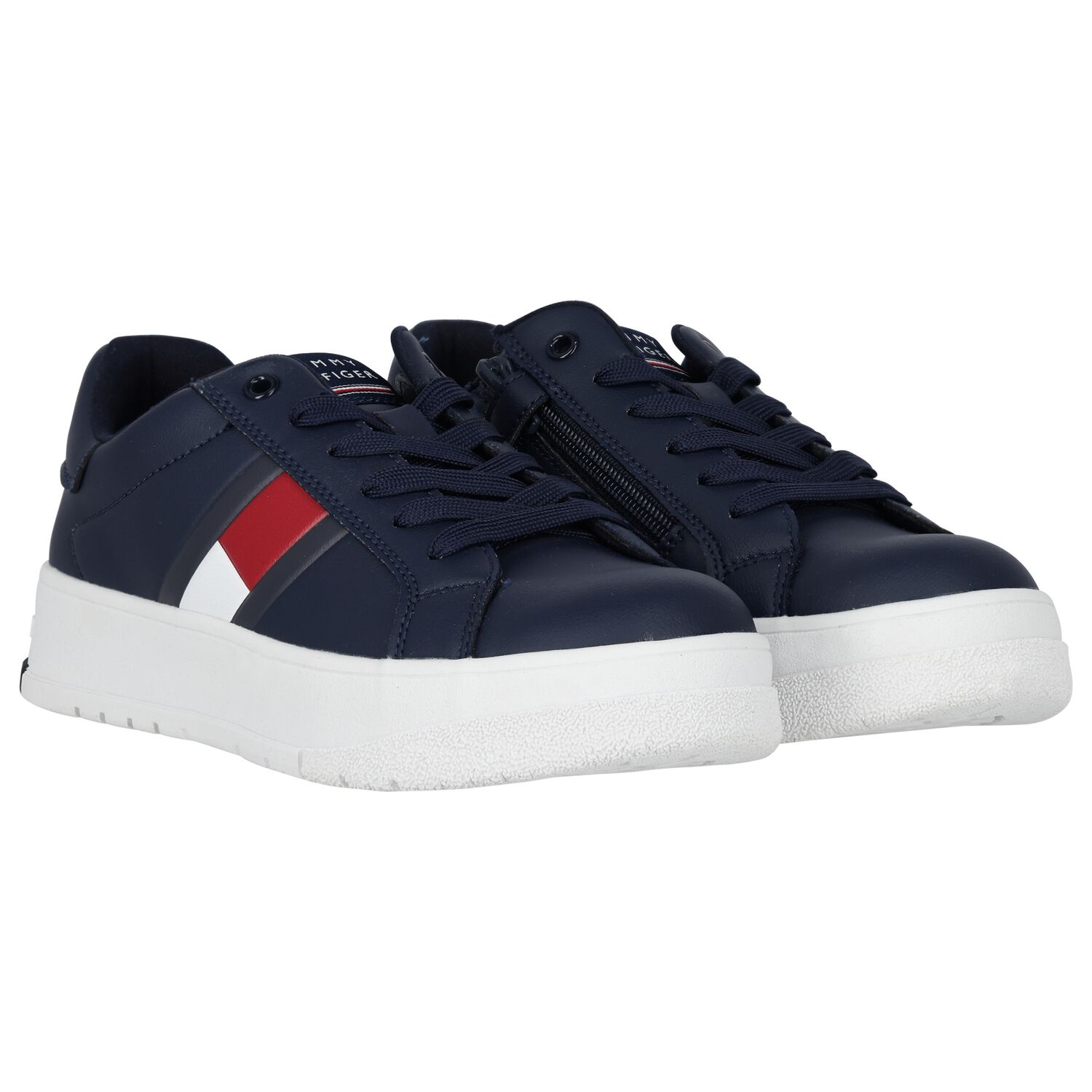 Boys Navy Blue Logo Trainers, 2, hi-res image number null
