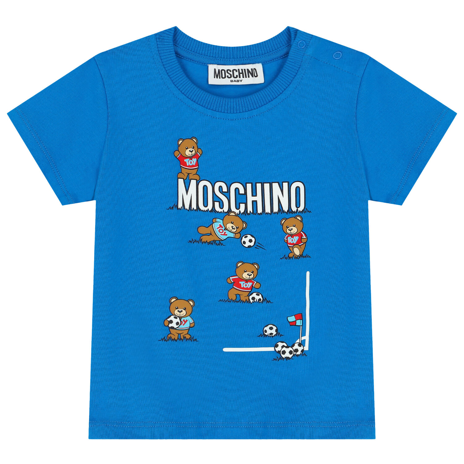 Moschino Younger Boys Blue Teddy Bear Logo T-Shirt Junior Couture