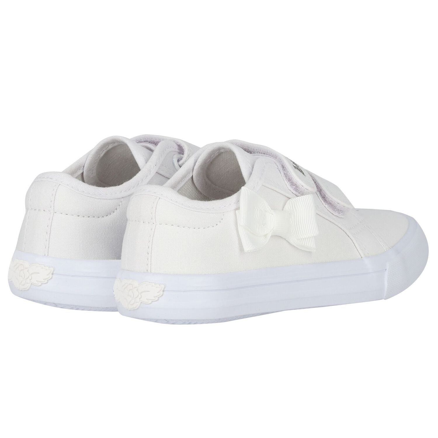 Girls White Logo Bow Shoes, 1, hi-res