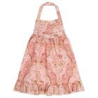 Girls Pink Floral Halter Dress, 1, hi-res