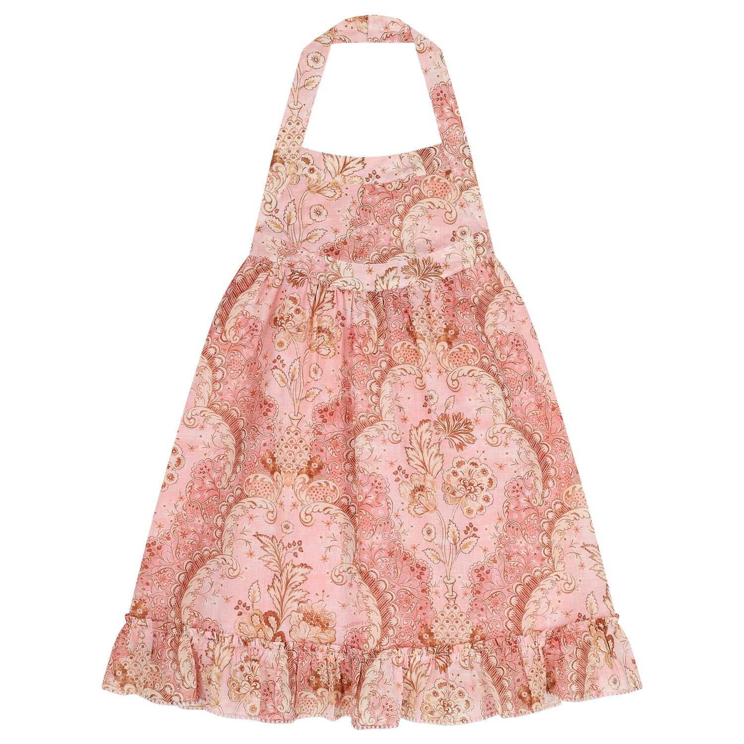 Girls Pink Floral Halter Dress, 1, hi-res