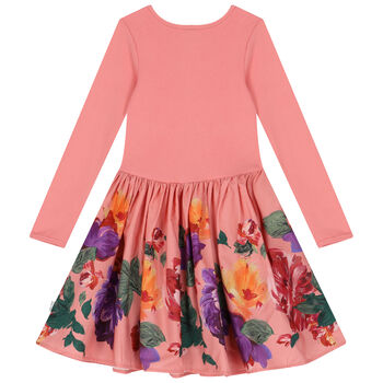 Girls Pink Floral Long Sleeve Dress