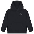 Boys Black Logo Hooded Top, 1, hi-res