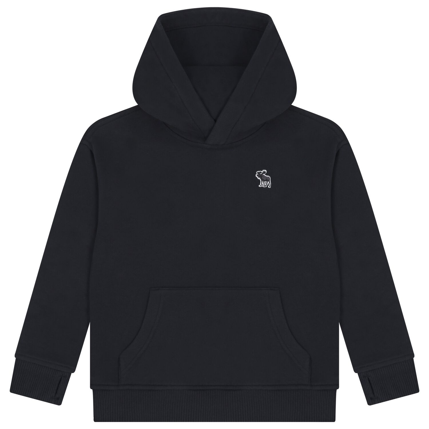 Boys Black Logo Hooded Top, 1, hi-res