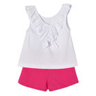 Girls White & Pink Shorts Set, 2, hi-res
