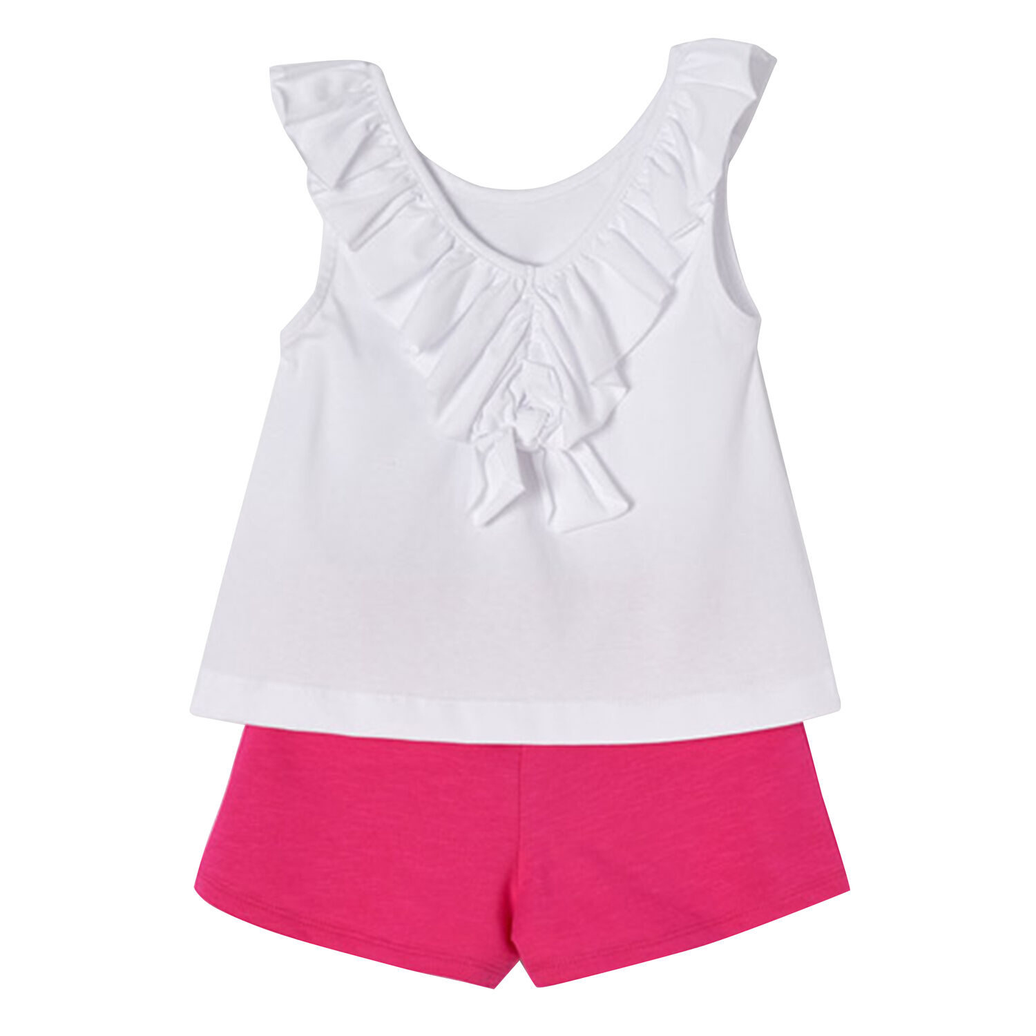 Girls White & Pink Shorts Set, 2, hi-res image number null