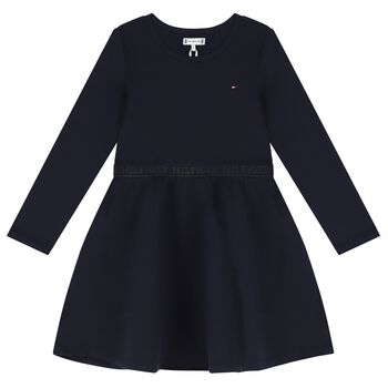 Girls Navy Blue Logo Dress