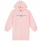 Girls Pink Logo Hooded Dress, 1, hi-res