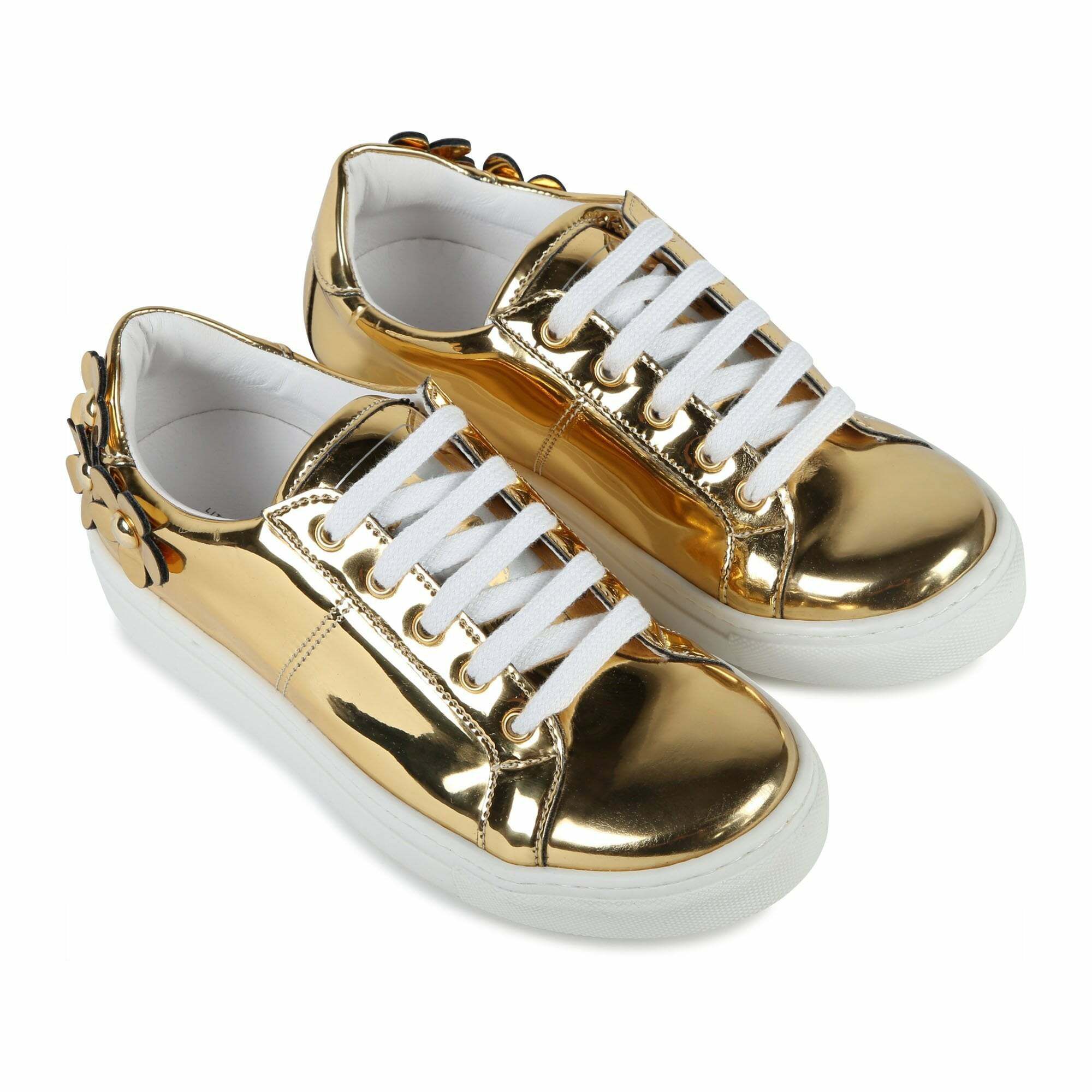 MARC JACOBS Girls Gold Daisy Trainers Junior Couture