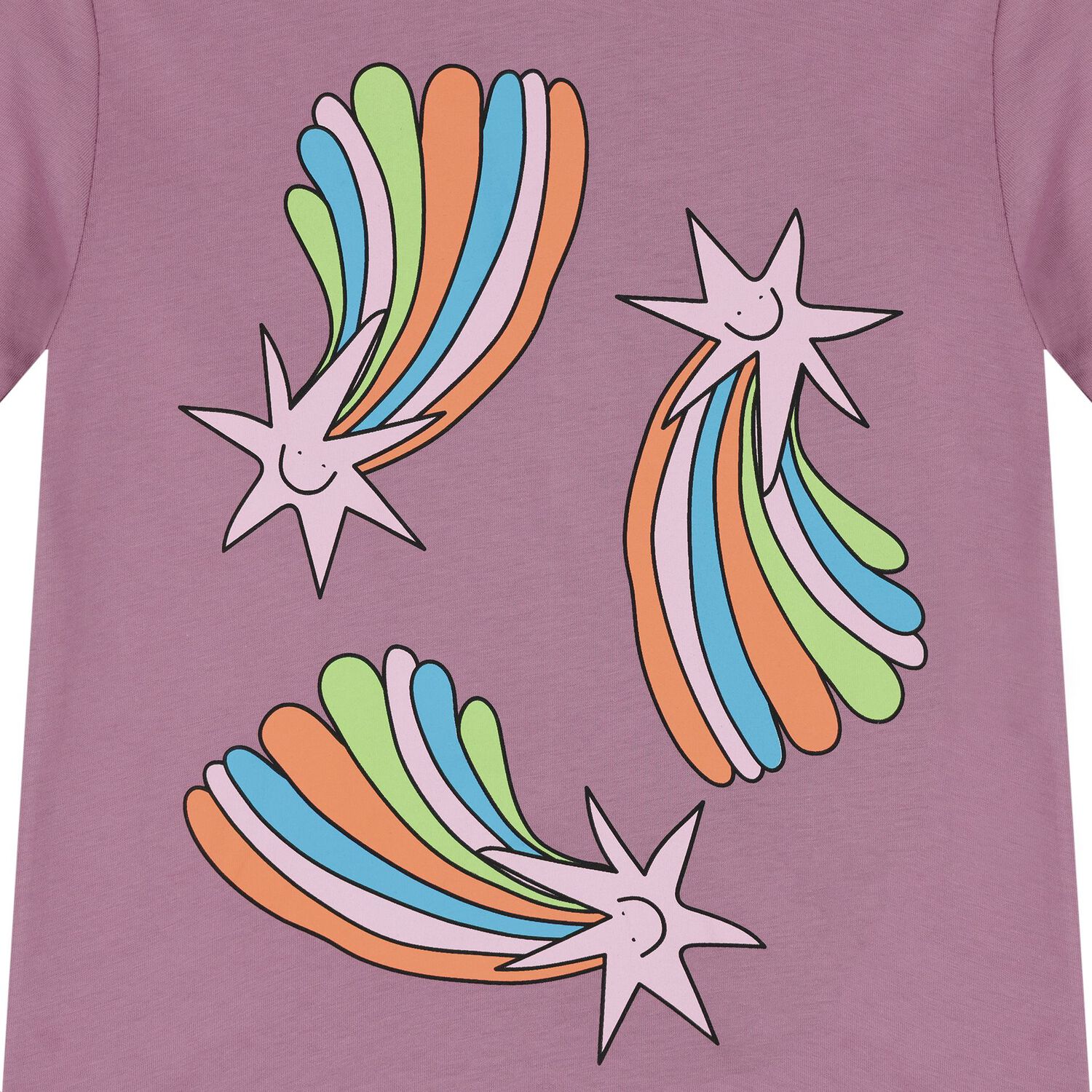 Girls Purple Shooting Stars T-Shirt, 1, hi-res image number null
