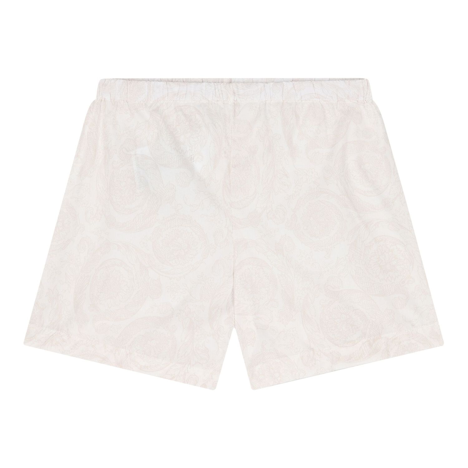 Baby White & Beige Barocco Shorts Set, 1, hi-res
