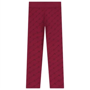 Girls Burgundy Logo Leggings