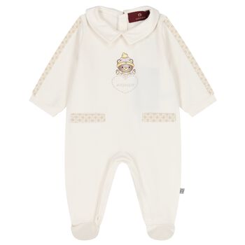 Ivory Teddy Bear Logo Babygrow
