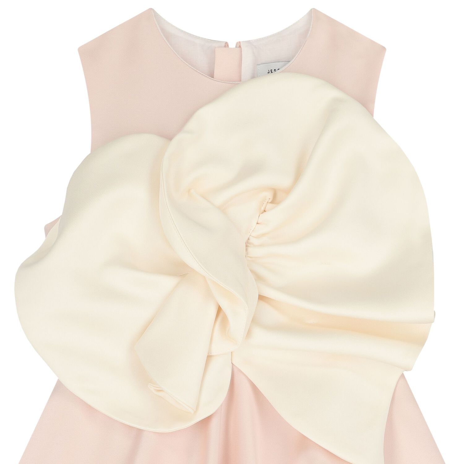 Girls Pink Flower Satin Dress, 1, hi-res