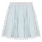 Girls Blue Sequin Tulle Skirt, 1, hi-res