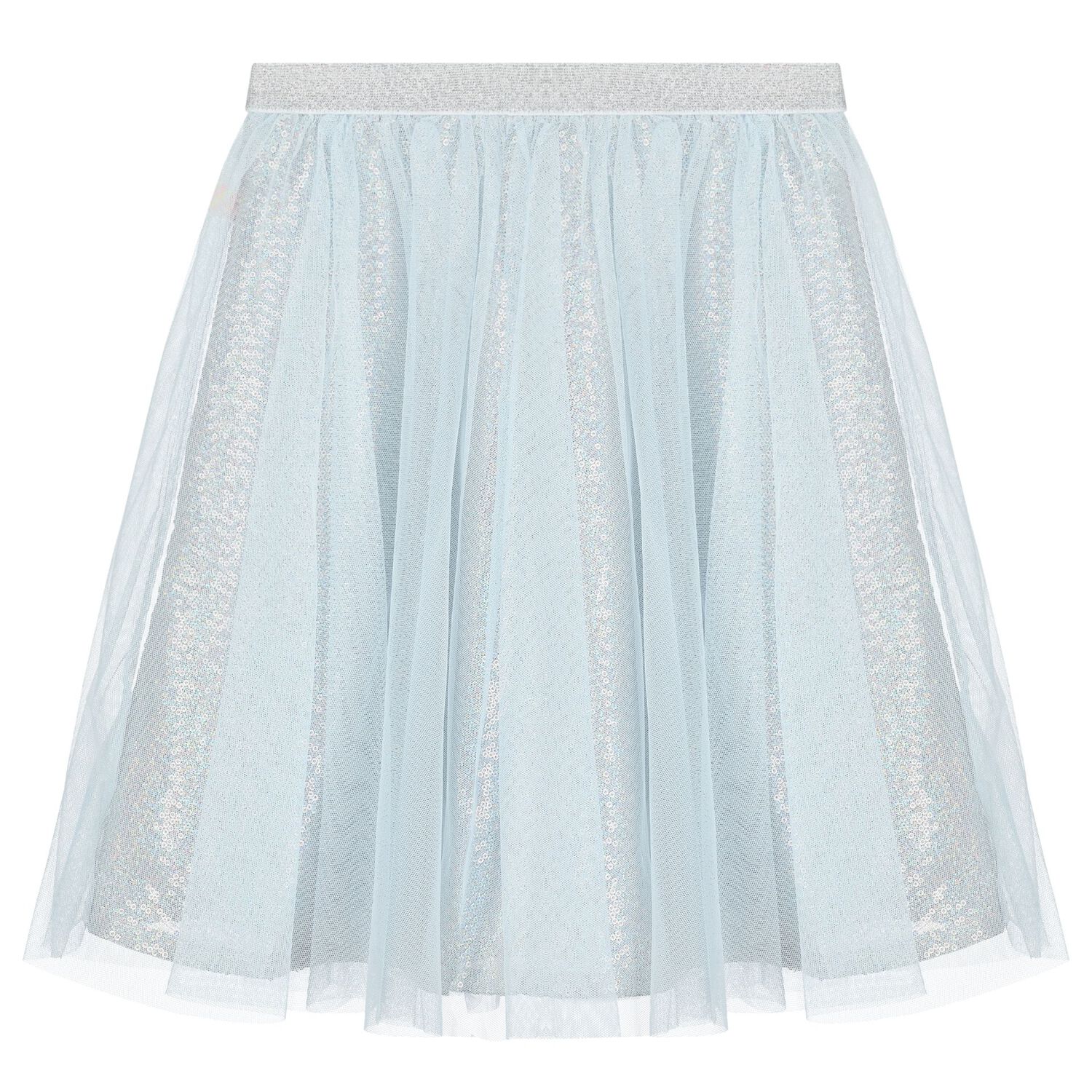 Girls Blue Sequin Tulle Skirt, 1, hi-res image number null