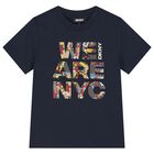 Boys Navy Blue Logo T-Shirt, 2, hi-res