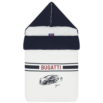 Baby White & Navy Blue Boys Logo Nest