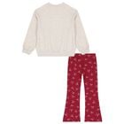 Girls Beige & Burgundy Leggings Set, 1, hi-res