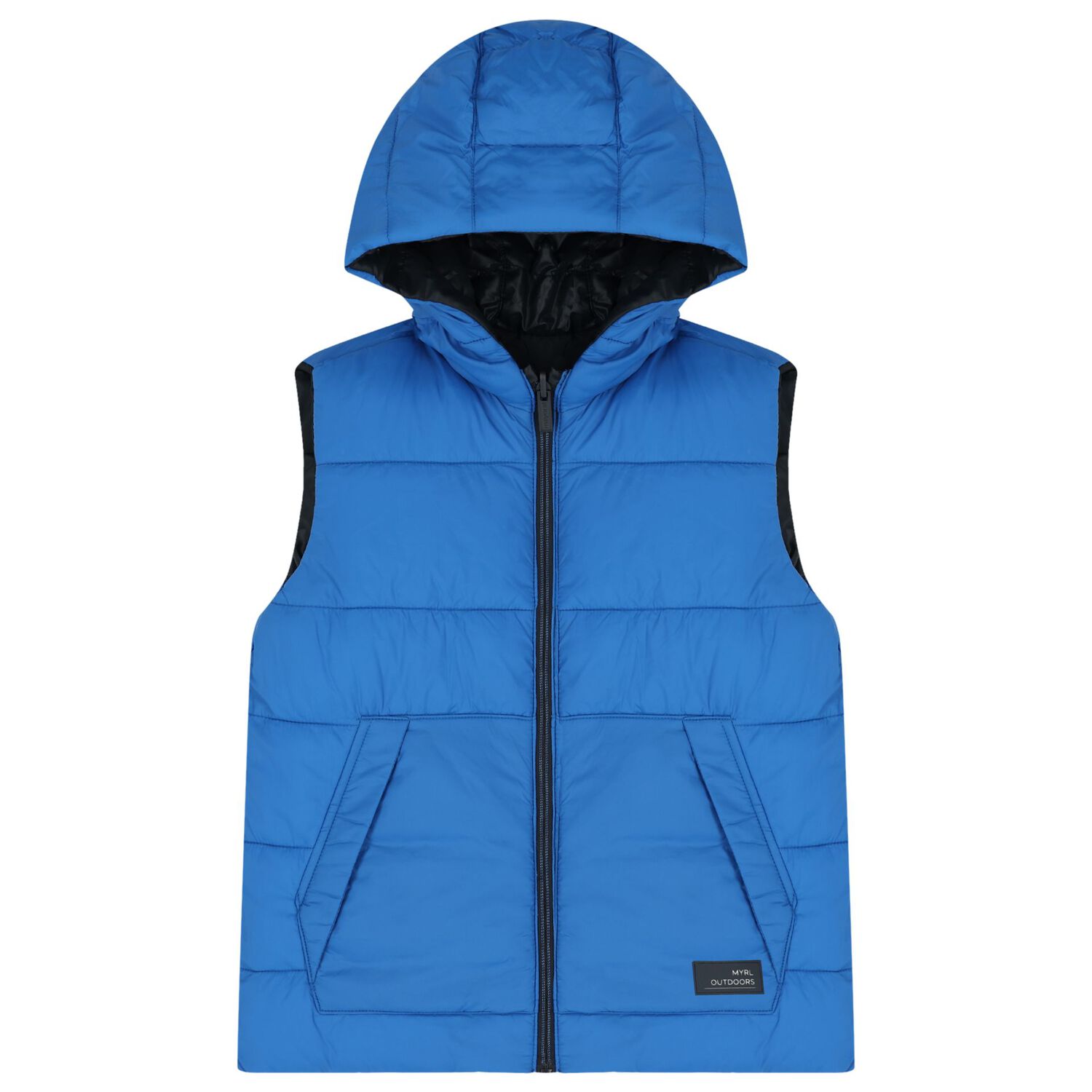 Boys Navy Blue & Blue Reversible Padded Gilet, 1, hi-res image number null