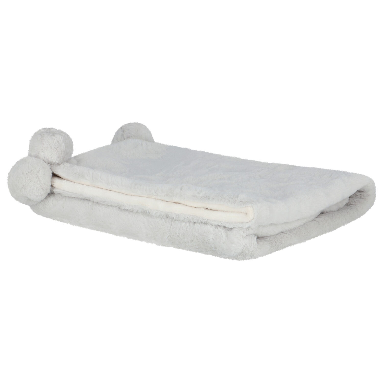 Grey & Ivory Faux Fur Baby Blanket, 1, hi-res