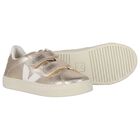 Gold & White Leather Trainers , 1, hi-res
