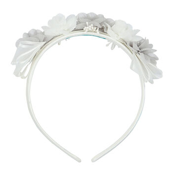 Girls Grey & White Floral Headband