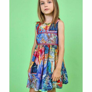 Girls Multi Coloured Printed Dress