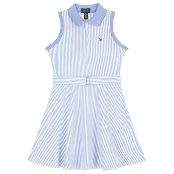 Girls Blue Logo Polo Dress 