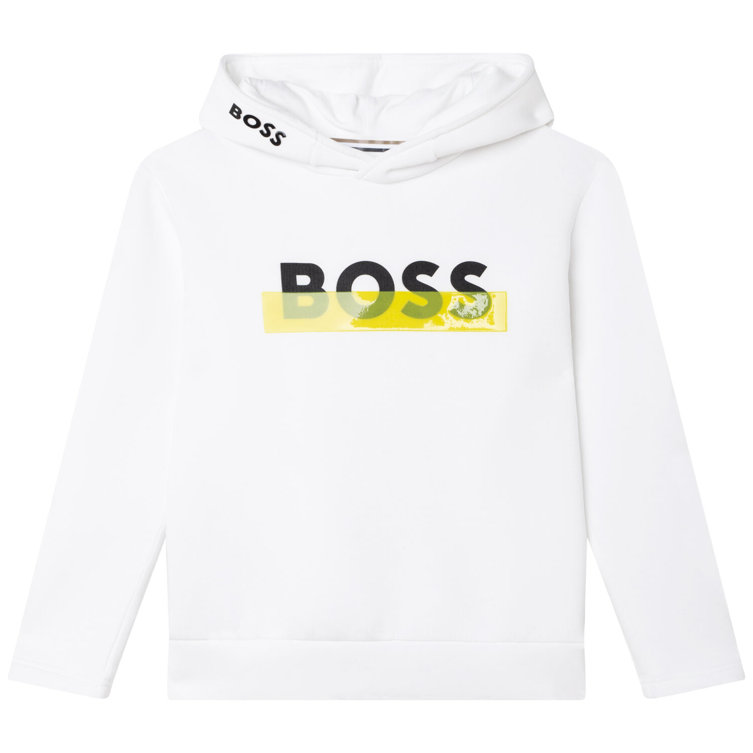 Boys White Logo Hooded Top, 1, hi-res image number null