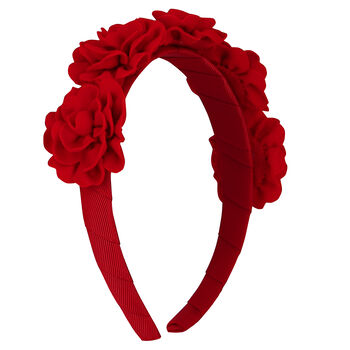 Girls Red Floral Velvet Hairband