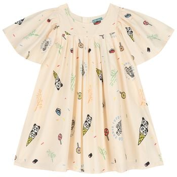 Girls Beige Logo Dress
